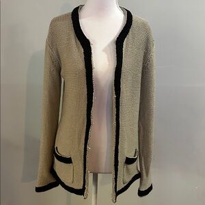 Chic Women's Cream and Black Cardigan